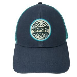 Fishpoint Fly Fishing Snapback Trucker Hat Blue One Size Adjustable Mesh Back